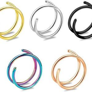 ONESING 2-36 Pcs 20G Double Hoop Nose Ring for Single Piercing Nose Rings Hoops